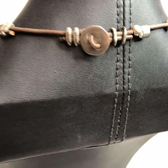 1983 Silpada Sterling 925 pearl Leather button close necklace 17" - Picture 2 of 2